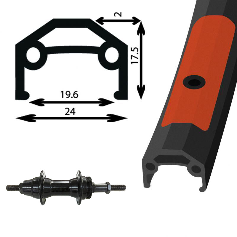 Roue arrière Damco 700C alliage noir double paroi roue libre à écrou, roue arrière