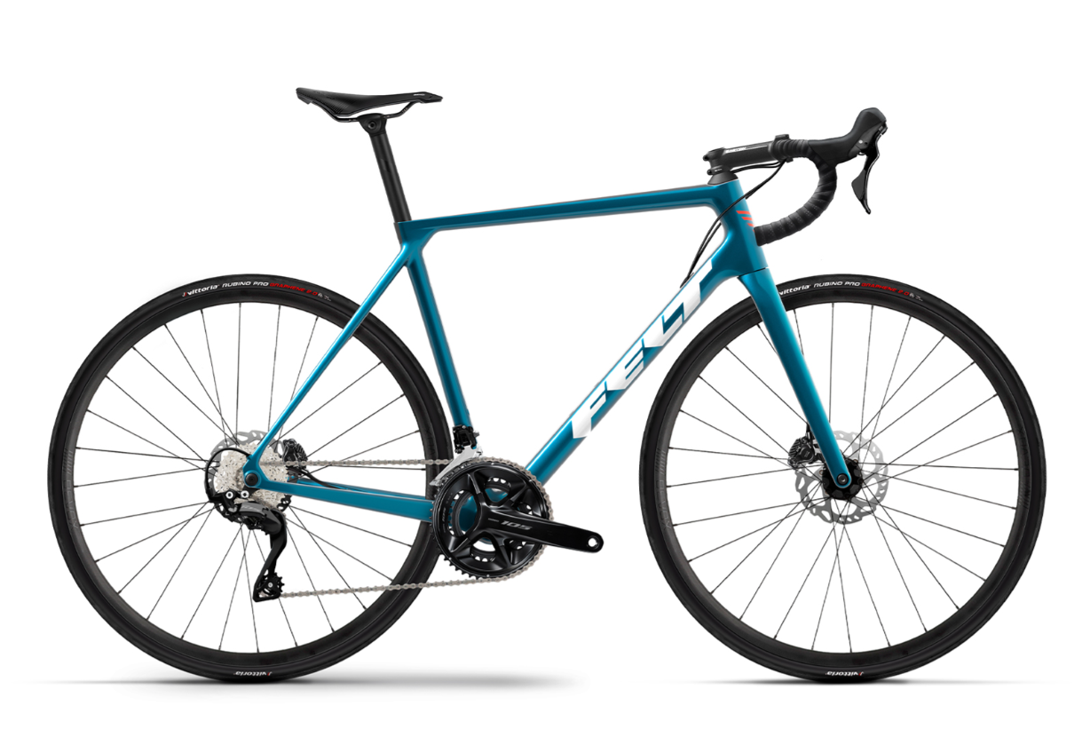 Felt FR Advanced 105 Matte Bay Blue / Lightning White, profil droit